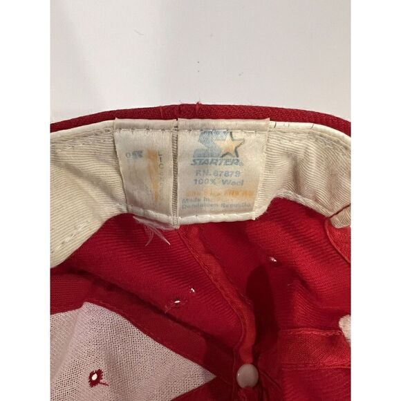 Vintage CHICAGO BULLS Snapback Hat Red STARTER Wool Official Licensed NBA - Picture 4 of 5